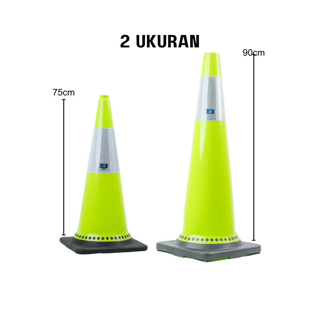 Safety Traffic Rubber Cone 9.11 Green Based Black Rubber