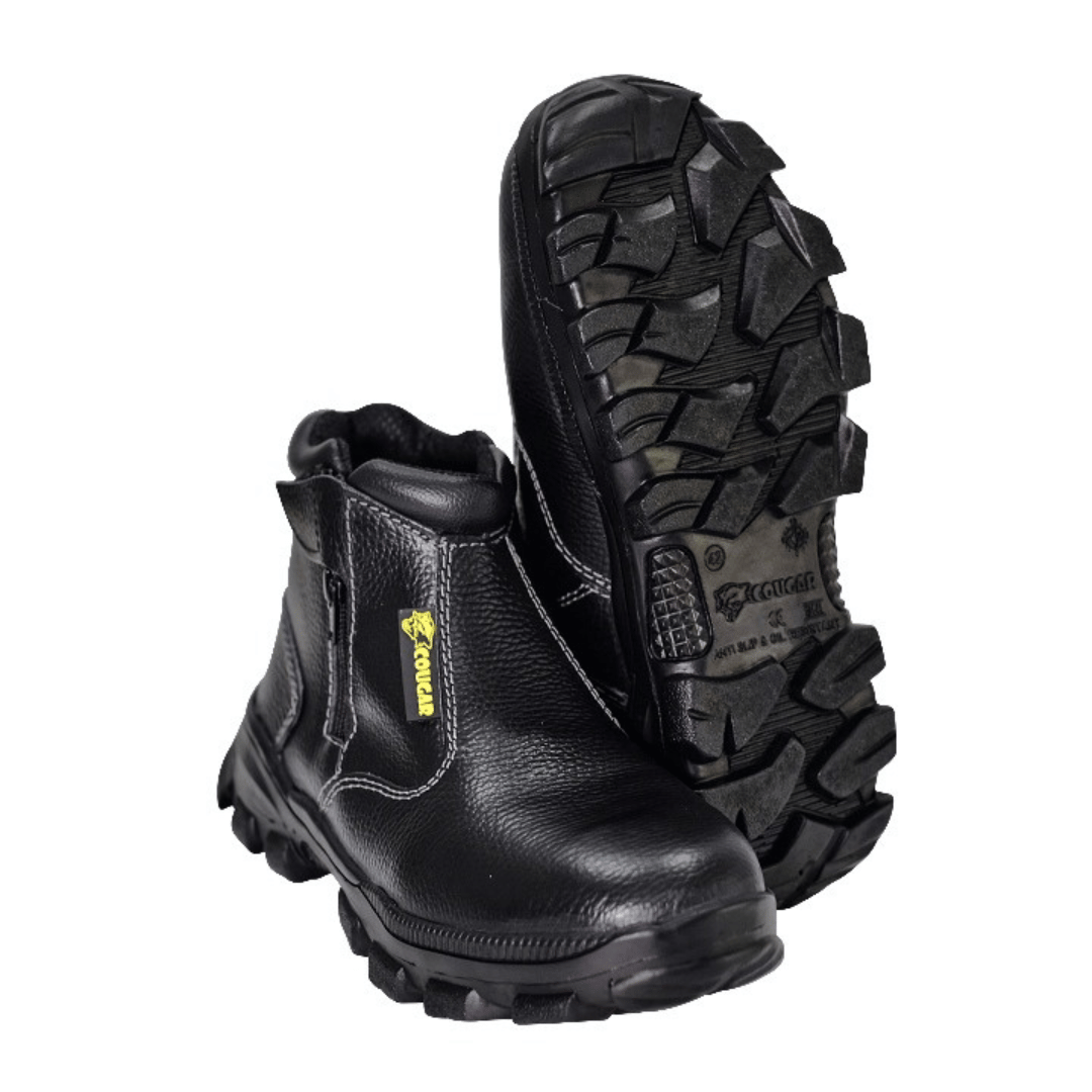 Sepatu Safety Boots Kulit Cougar Bravoz Zipper