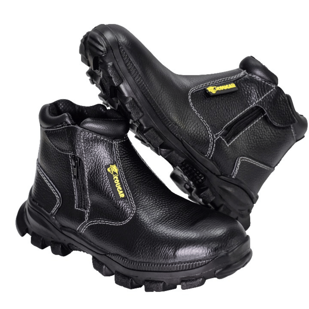 Sepatu Safety Boots Kulit Cougar Bravoz Zipper