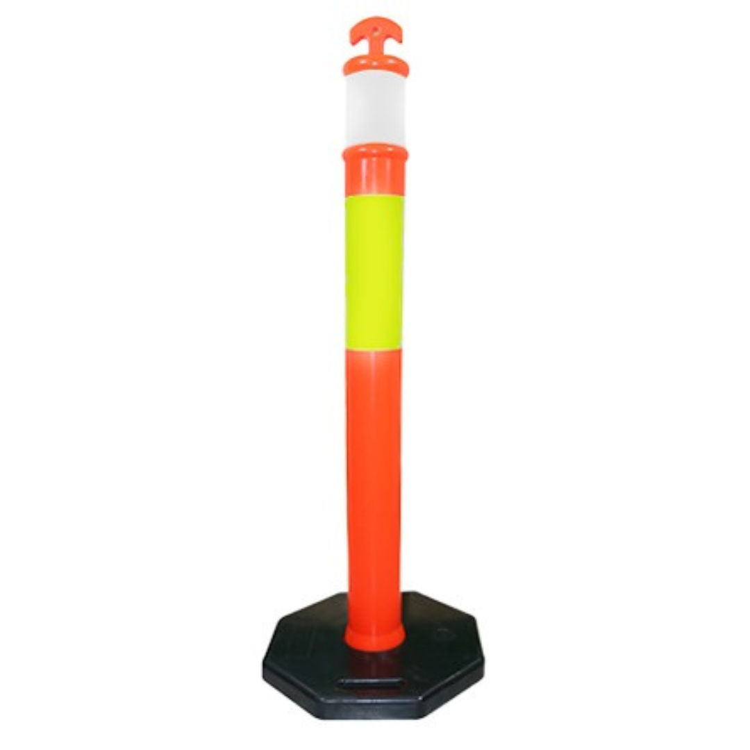 Traffic Stick Cone PVC with Rubber Base 9.11 Double Reflective